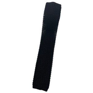 NEW SUITSUPPLY Men's 100% Silk Knit Necktie LUXURY Tie XL Solid Black W:2" EUC